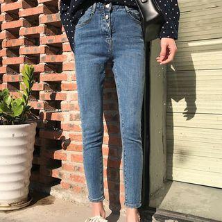 High Waist Cropped Slim Fit Jeans