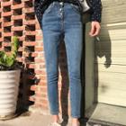 High Waist Cropped Slim Fit Jeans