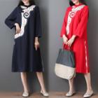 Long-sleeve Flora Embroidery Dress