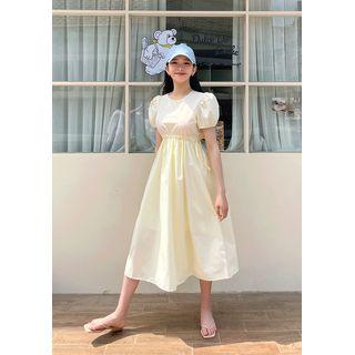 Puff-sleeve Midi Empire Dress