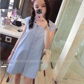Stripe Short-sleeve Shirtdress