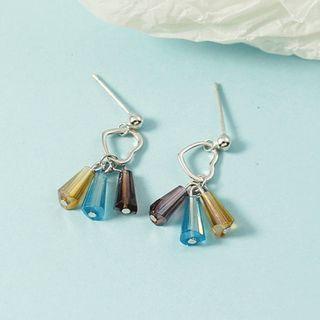 Color Glass Fringed Earring 1 Pair - Stud Earring - Silver - One Size
