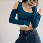 Asymmetrical Mock Two-piece Crop T-shirt In 5 Colors