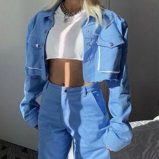 Cargo-pocket Button-up Cropped Jacket