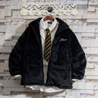 Embroidered Fluffy Zip Jacket
