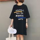 3/4 Sleeve Lettering Midi T-shirt Dress