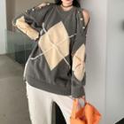 Cold-shoulder Argyle Sweater