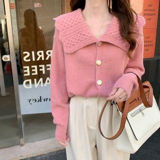 Long-sleeve Cable Knit Collar Cardigan