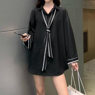 Chiffon Shirt With Skinny Scarf