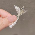 Faux Pearl Fish Tail Hair Clip Ly561 - White Faux Pearl - Gold - One Size
