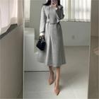 Flap Wool Blend Long Coat With Sash