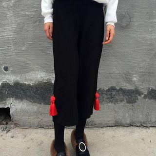 Tasseled Wide Leg Cropped Pants