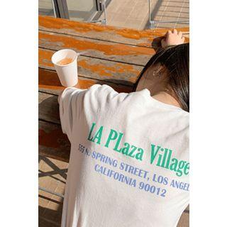 Letter Print Cotton T-shirt White - One Size