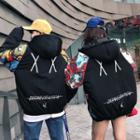 Couple Matching Letter Print Hooded Padded Jacket