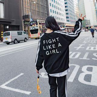 Set: Lettering Sweatshirt + Wide-leg Pants