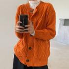 Cable Knit Cardigan Tangerine - One Size