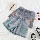 Paneled Washed Denim Skort