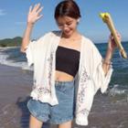 Embroidered Chiffon Open-front Jacket