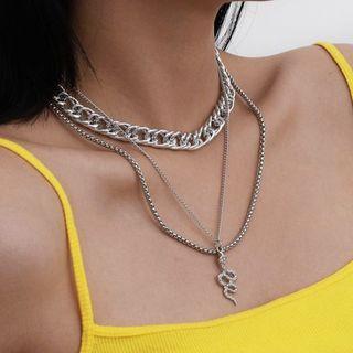 Snake Rhinestone Pendant Necklace / Chain Necklace / Set