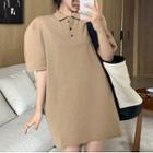 Puff-sleeve Panel Mini Polo Dress