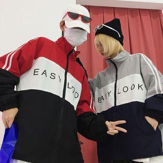 Couple Matching Mock-neck Placket Sweatshirt