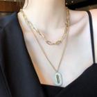 Stainless Steel Layered Chain Pendant Necklace