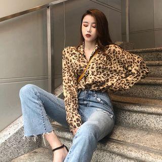 Leopard Long-sleeve Shirt As Figure - One Size