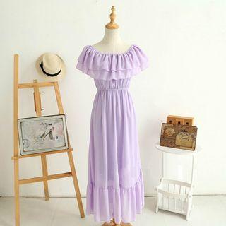Ruffle Off-shoulder Beach Dress