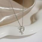 Cat Moon Pendant Sterling Silver Necklace 1pc - Silver - One Size