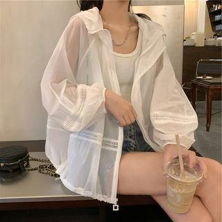 Puff-sleeve Hooded Zip Jacket