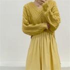 Cable Knit Sweater / Spaghetti Strap Midi A-line Dress