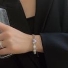 Faux Pearl Bracelet 1 Pc - Bracelet - Love Heart - Silver - One Size
