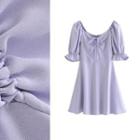 Drawstring Puff Short-sleeve Mini Dress