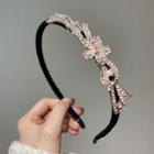 Rhinestone Floral Headband 01 - 1pc - Black - One Size