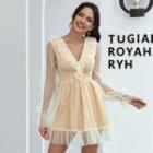 Long Sleeve V Neck A-line Dress