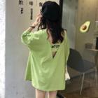 Letter Print Cutout-back Loose T-shirt