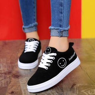 Canvas Smiley Print Sneakers