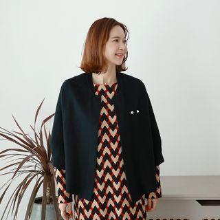 Batwing Open Cardigan With Brooch