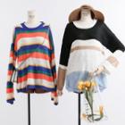 Loose-fit Colorblock Knit Sweater Black & White - One Size