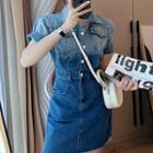Gradient Denim Mini A-line Dress