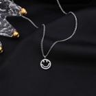 925 Sterling Silver Rhinestone Smiley Pendant Necklace As Shown In Figure - One Size