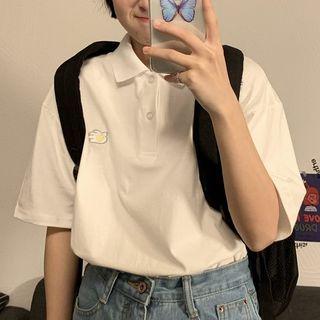 Short-sleeve Egg Embroidered Polo Shirt