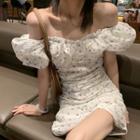 Puff-sleeve Off-shoulder Floral Dress
