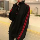 Mock-neck Striped-trim Sweatshirt