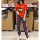 Printed Short-sleeve T-shirt / Camouflage Sweatpants
