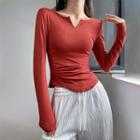 Long-sleeve Open-placket Sports Top