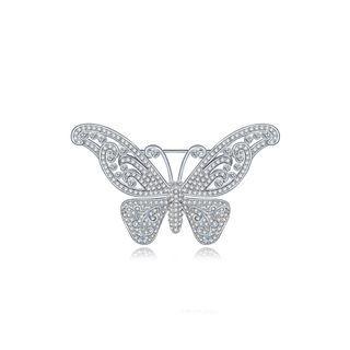 Fashion And Elegant Butterfly Brooch With Cubic Zirconia Silver - One Size
