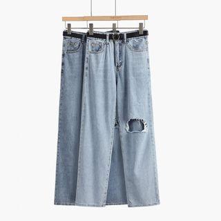 Distressed Wide-le Jeans
