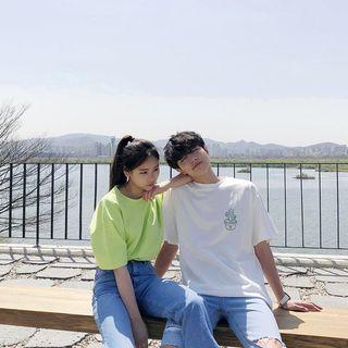 Couple Cactus Printed T-shirt