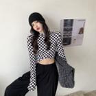 Long-sleeve Check Top Check - Black & White - One Size